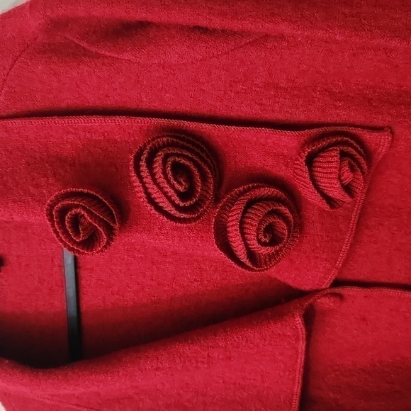 100% Wool Crochet Flowers Cardigan Jacket Sweater Winter Elegant 1X - Picture 5 of 16